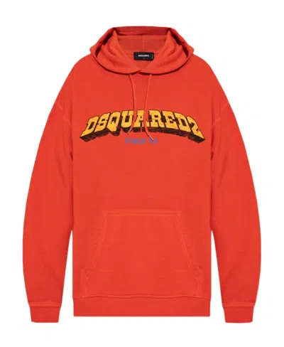 DSQUARED2 DSQUARED2 LOGO PRINTED DRAWSTRING HOODIE