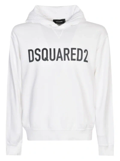 Dsquared2 Logo Cotton Hoodie In White