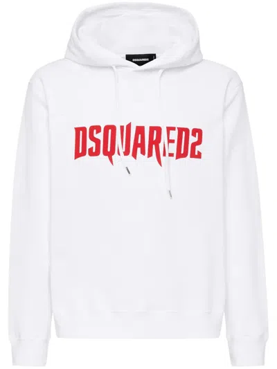 Dsquared2 White Cotton Hoodie