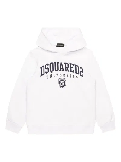 Dsquared2 Kids' Logo-print Cotton Hoodie In White