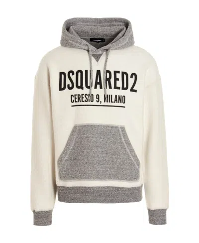 DSQUARED2 COLOUR-BLOCK LOGO-PRINT HOODIE