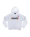 Dsquared2 Logo Printed Drawstring Hoodie In White