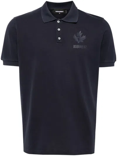 Dsquared2 Logo-print Cotton Polo Shirt In Black
