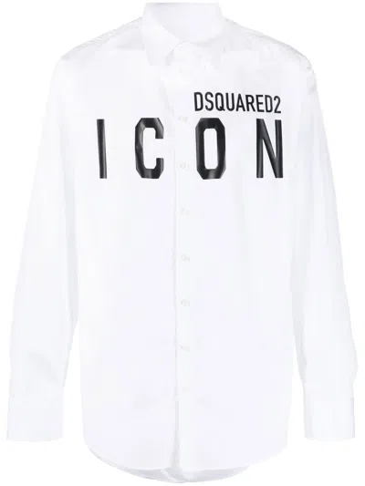 Dsquared2 Logo-print Cotton Shirt In White