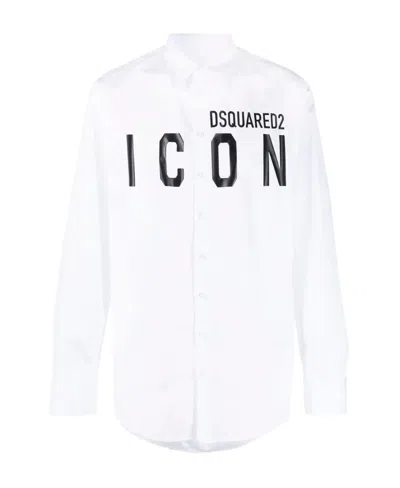 Dsquared2 Logo-print Cotton Shirt In White