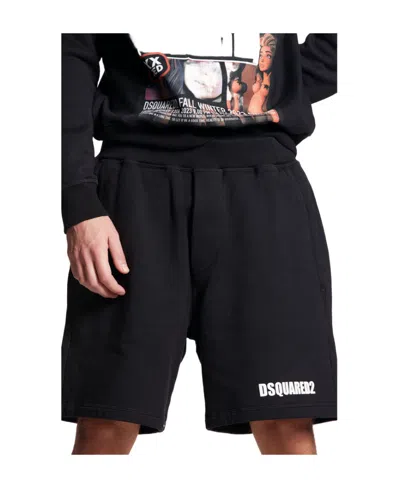 Dsquared2 Logo-print Cotton Shorts In Black