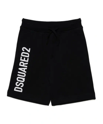 Dsquared2 Logo-print Cotton Shorts In Black