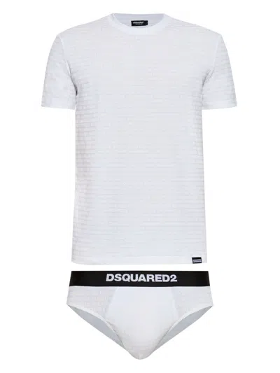 Dsquared2 Logo-print Cotton Sleepwear Set In White