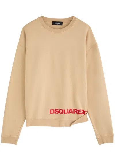 Dsquared2 Logo-print Cotton Sweatshirt In Beige