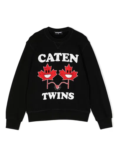Dsquared2 Kids' Logo-print Cotton Sweatshirt In Black