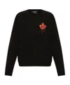 Dsquared2 Crewneck Sweater With Maple Leaf Print In Black