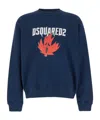 Dsquared2 Blue Crewneck Sweatshirt With Screaming Maple In Cotton Man In Blue