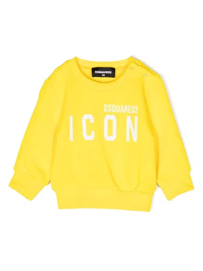 Dsquared2 Babies' Logo-print Cotton Sweatshirt In Gelb