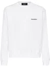 Dsquared2 White Crew Neck Sweatshirt In Cotton With Embroidered Logo In White