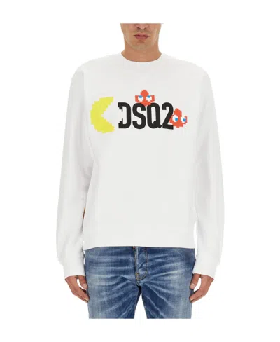 DSQUARED2 DSQUARED2 PAC-MAN LOGO PRINTED CREWNECK SWEATSHIRT