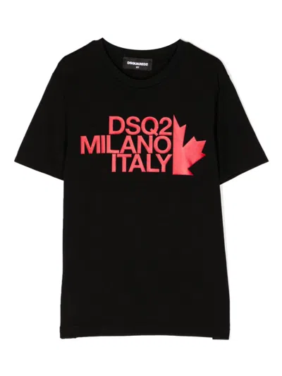 Dsquared2 Logo-print Cotton T-shirt In 黑色