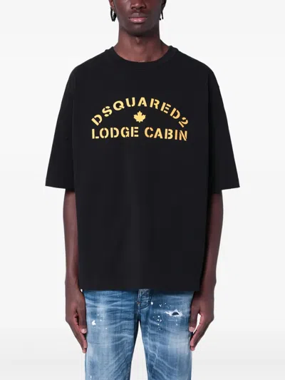 Dsquared2 Logo Graphic Crew Neck Relaxed Fit T-shirt In Black