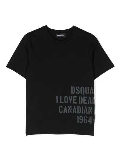 Dsquared2 Kids' Logo-print Cotton T-shirt In Black