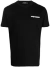 Dsquared2 Black Crewneck T-shirt With Front Logo And Graphic Print On The Back In Cotton Man In Black