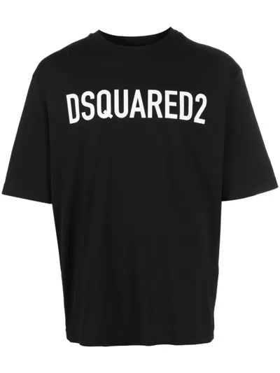Dsquared2 Crew Neck T-shirt With Printed Logo In Black