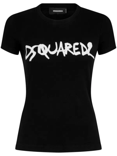 Dsquared2 Logo印花棉t恤 In Black