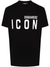 Dsquared2 Men Black Crewneck T-shirt With Maxi Logo Print On The Front In Cotton Man In Black