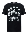 Dsquared2 Printed Japanese Cotton Jersey T-shirt In Black