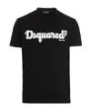 Dsquared2 Black Cotton T-shirt With Logo Print D-squared2 Man In Black