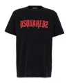 Dsquared2 Black Crewneck T-shirt With Contrasting Print At The Front In Black