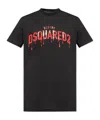 Dsquared2 Black Crewneck T-shirt With Contrasting Print At The Front In Black