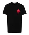 Dsquared2 Black T-shirt Featuring Striking Red Maple Leaf In Black
