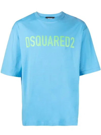Dsquared2 Logo-print Cotton T-shirt In Blau