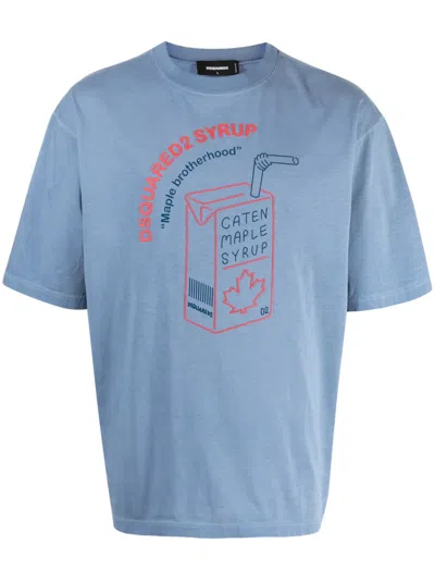 Dsquared2 Logo-print Cotton T-shirt In Blue