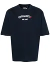 Dsquared2 Relaxed Fit Black T-shirt With Bold Logo Design In Blue