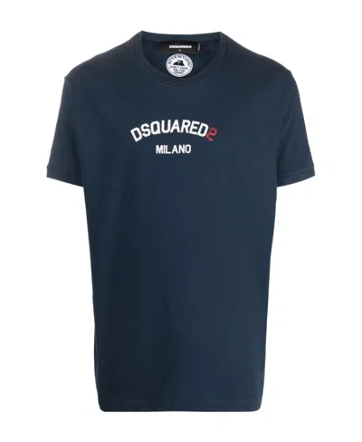 Dsquared2 Logo-print Cotton T-shirt In Navy Blue