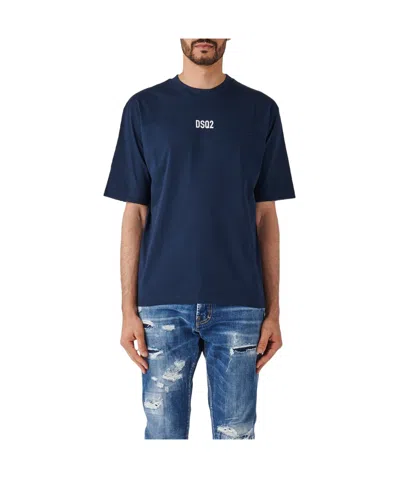 Dsquared2 Logo-print Cotton T-shirt In Blue