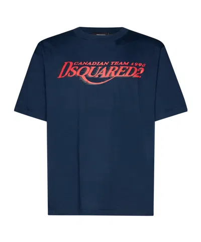 Dsquared2 Logo-print Cotton T-shirt In Blue Navy