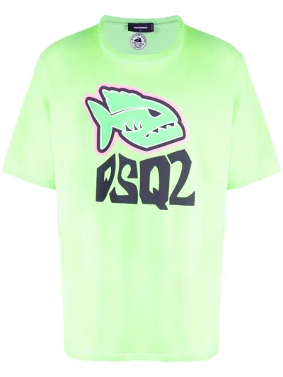 Dsquared2 Logo-print Cotton T-shirt In Green