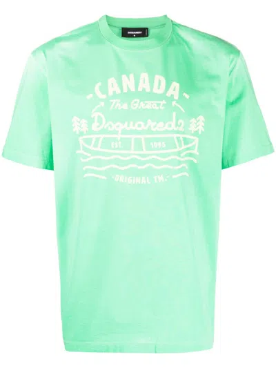 Dsquared2 Logo-print Cotton T-shirt In Green
