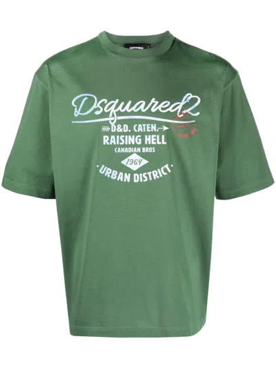 Dsquared2 Logo-print Cotton T-shirt In Green