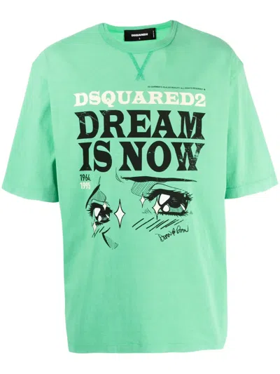 Dsquared2 Logo-print Cotton T-shirt In Green