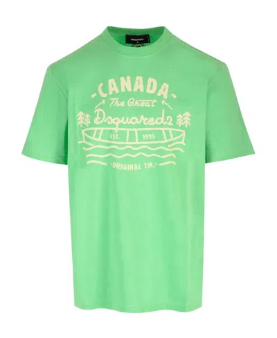 Dsquared2 Logo-print Cotton T-shirt In Green