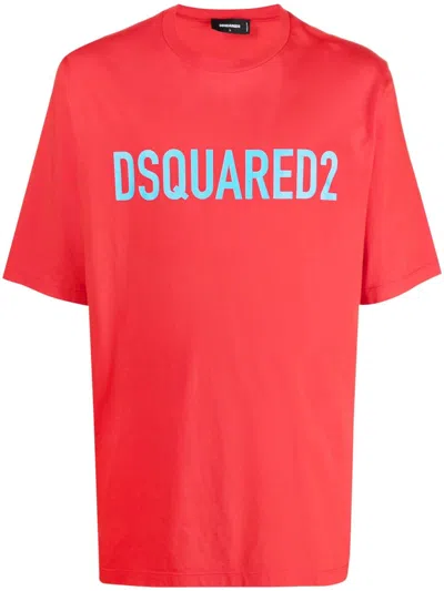 Dsquared2 Logo-print Cotton T-shirt In Red