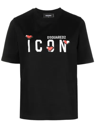 Dsquared2 Logo-print Cotton T-shirt In Schwarz