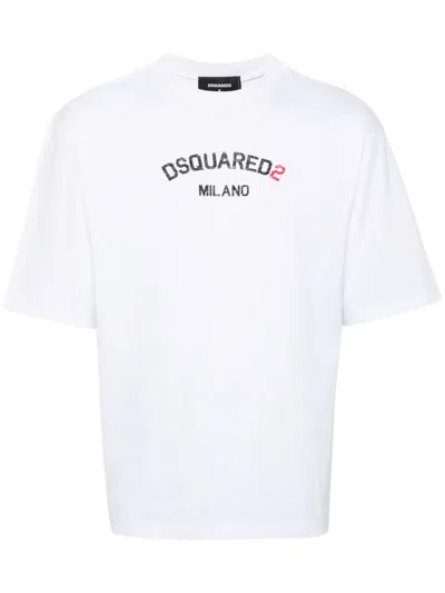 Dsquared2 Men's White Cotton T-shirt With Logo