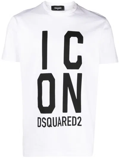 Dsquared2 Dsq2 Icon Logo Cool Fit Ss Tshirt Wht In White