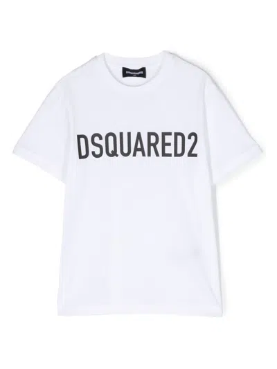 Dsquared2 Kids' Logo-print Cotton T-shirt In White
