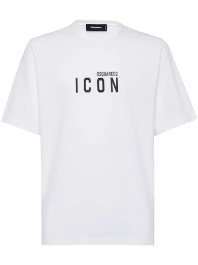Dsquared2 Loose-fit White Icon Cotton T-shirt In Purple