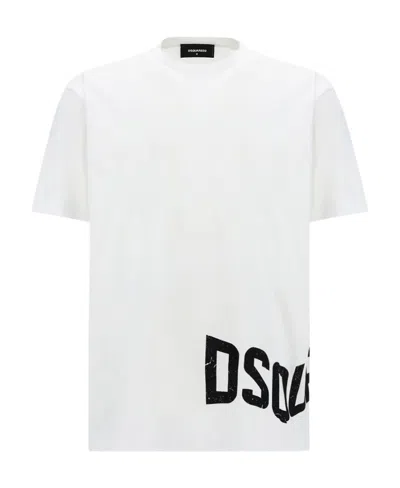 Dsquared2 Logo Print Cotton T-shirt In White