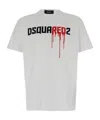 Dsquared2 White Crewneck T-shirt With Dripping Logo Print In Cotton In White